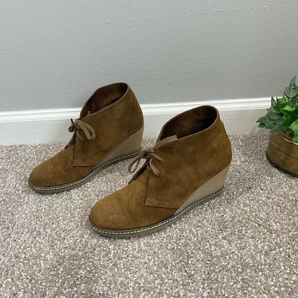 J Crew Womens Brown Suede MacAlister Lace Up Wedge Ankle Boots Booties Size 8 - Picture 11 of 11